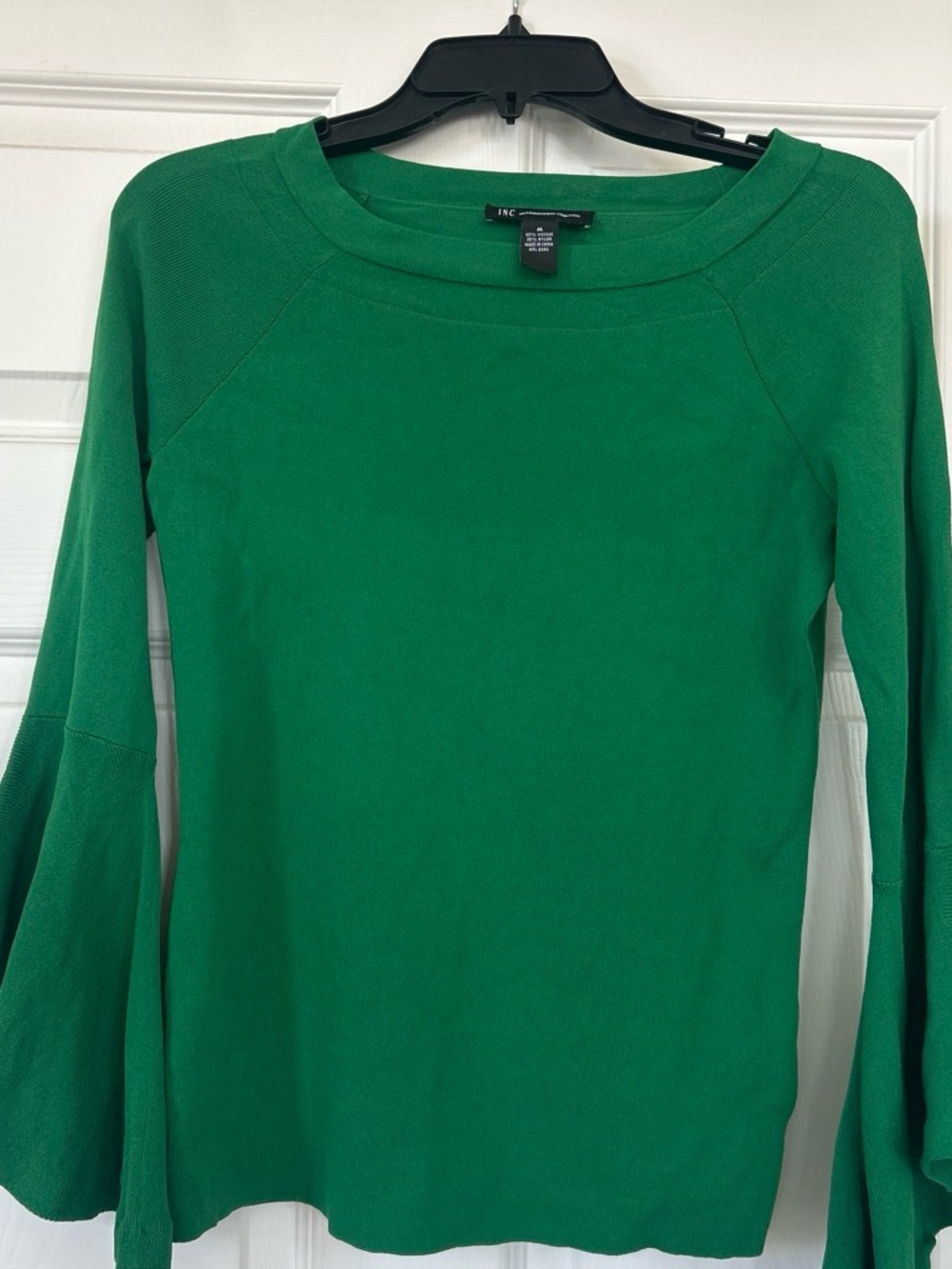 INC International Concepts Emerald Green Bell-Sleeve Top